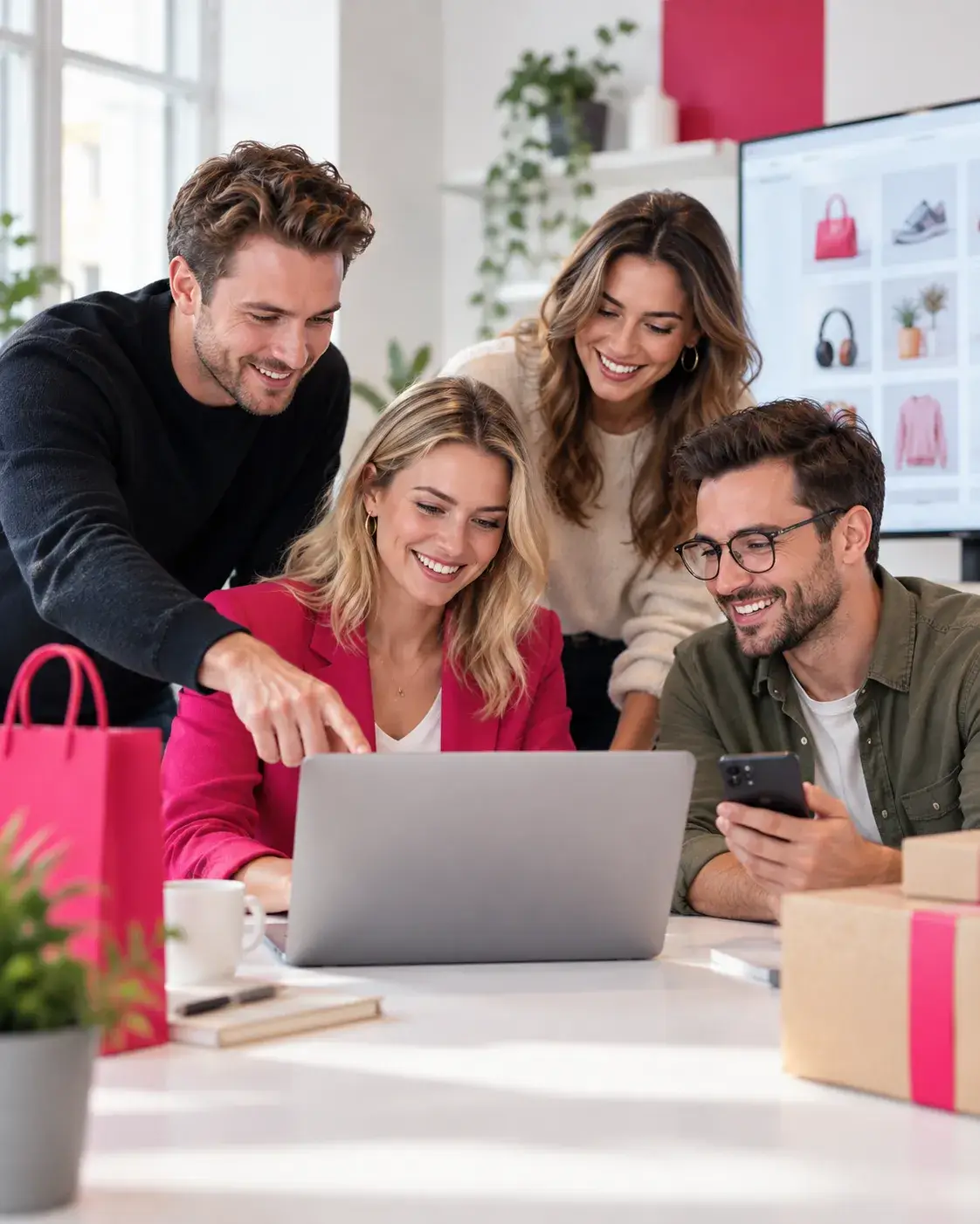 Team van Kortingscode Plein werkt samen aan kortingscodes, aanbiedingen en online shopping.